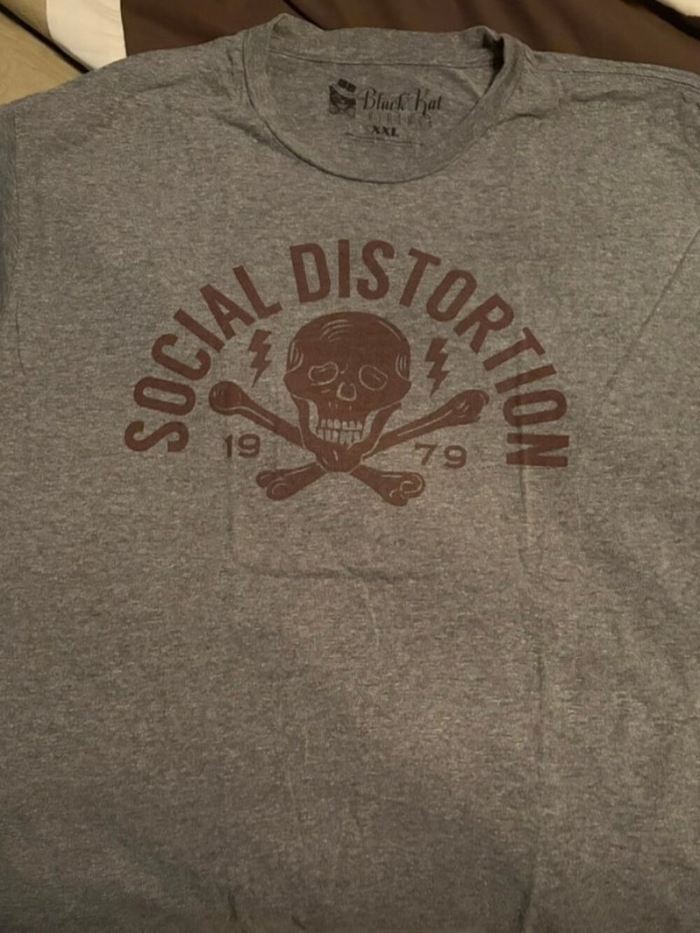 Black Kat Vintage Social Distortion heather grey soft t-shirt - size slim 2XL
